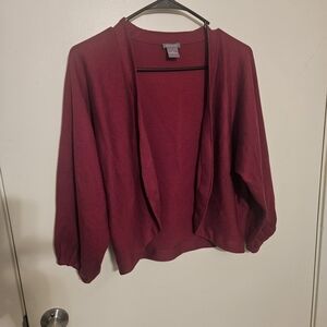 Ann Taylor Burgundy Open Front Cardigan